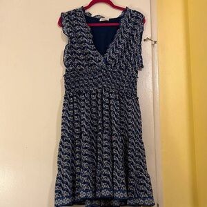 Blue Patterned Sleeveless Dress